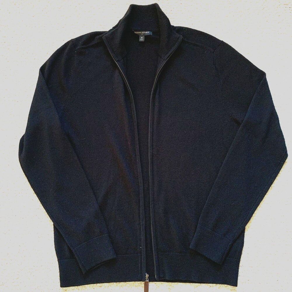 Banana Republic Merino Wool Blend Zip Up Sweater Jacket Size M